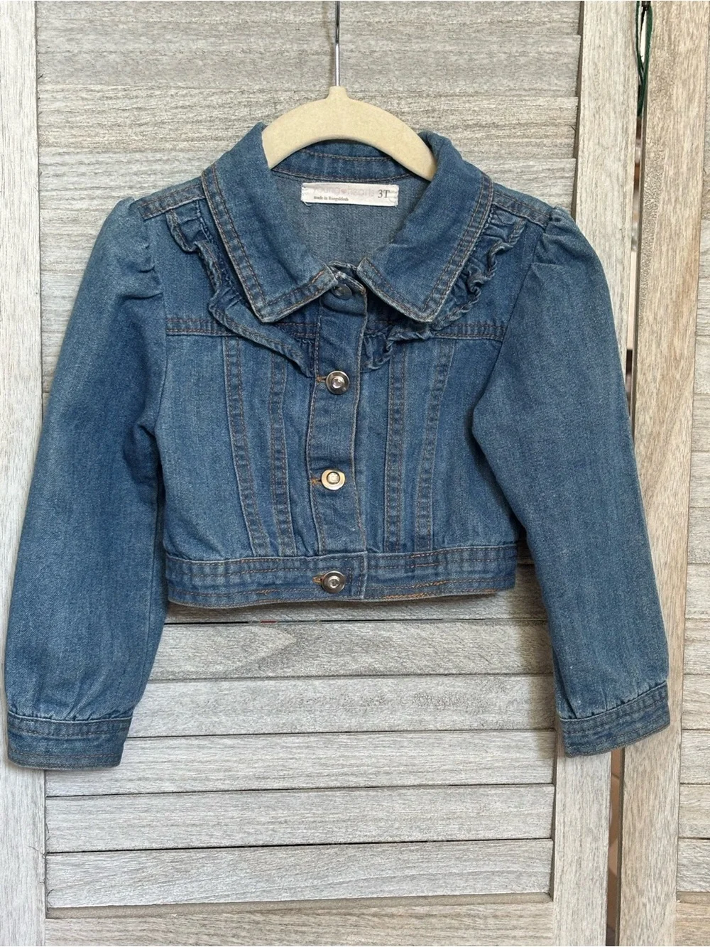Custom JOHNNY CASH Young Hearts Hand-sewn Girly Cropped Denim Jacket SZ3 Toddler